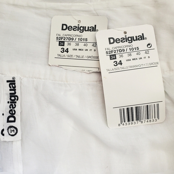 NWT Desigual Embroidered Butterfly Swing Flouncy Flowy Skirt White Blue Size S - Picture 11 of 16